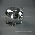 Cerâmica Galvanoplastia Lovely Piggy Bank, Silver Coin Bank